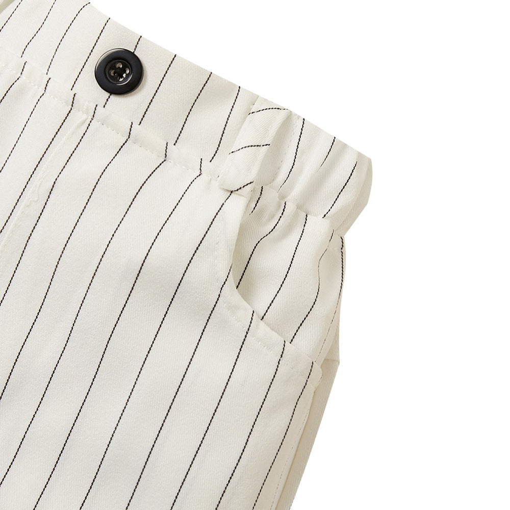 Boys Blue & White Striped Shirt With Shorts