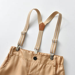 Boys White Shirt With Shorts And Suspenders