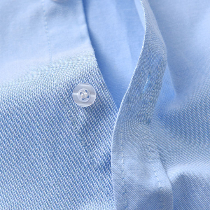 Boys Blue Shirt Collar Cotton Bodysuit With Bow