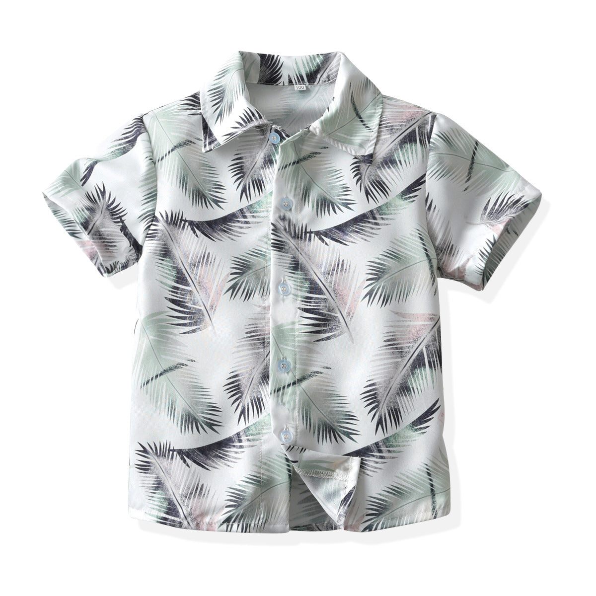 Boys Khaki Printed Cotton Shirt with Shorts