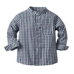 Boys White & Khaki Checked Shirt With Trousers