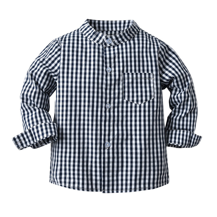 Boys White & Khaki Checked Shirt With Trousers