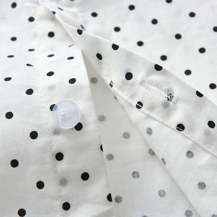 Boys White & Brown Polka Dot Printed 3 Piece Suit