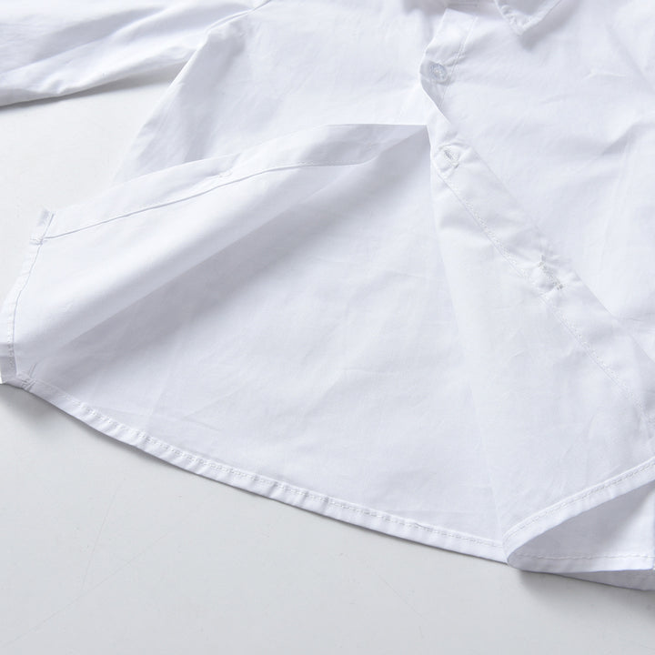 Boys White Shirt Collar Long Sleeve Shirt With Trouser & Suspender