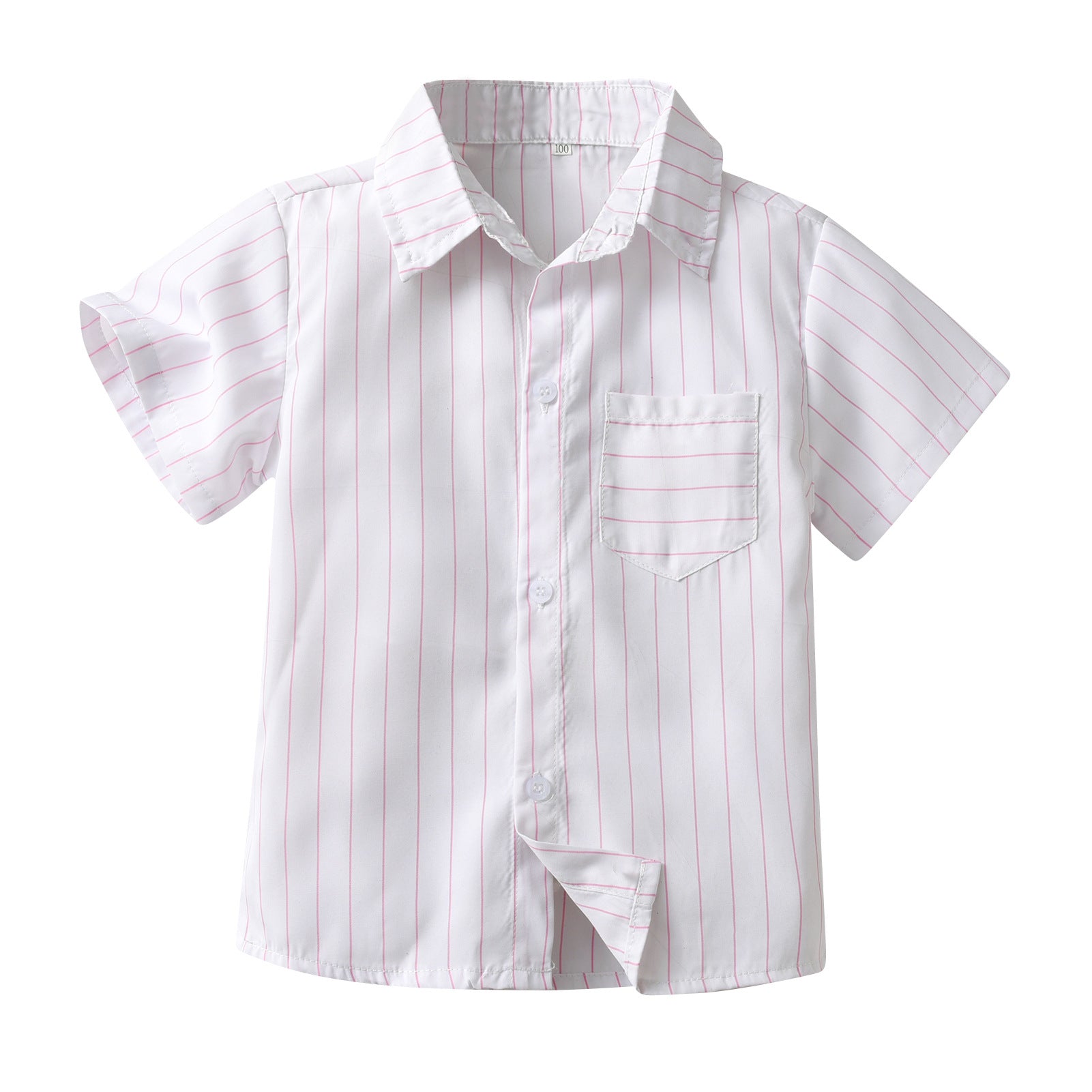 Boys White Vertical Striped Casual Shirt