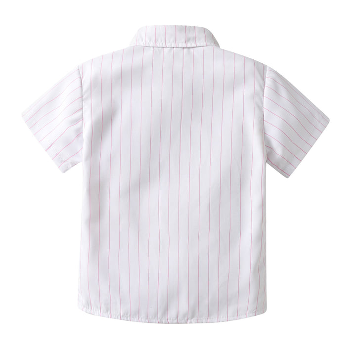 Boys White Vertical Striped Casual Shirt