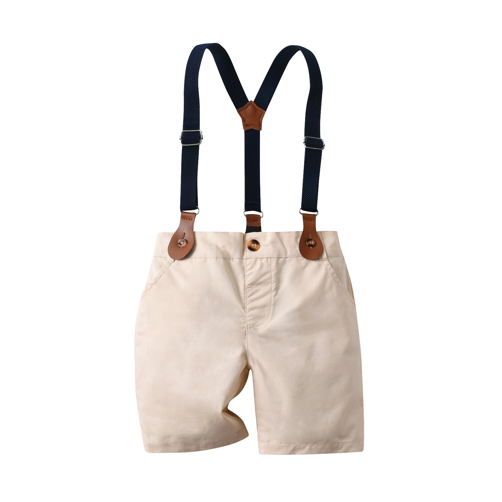 Boys Blue Striped Shirt & Trousers With Suspenders