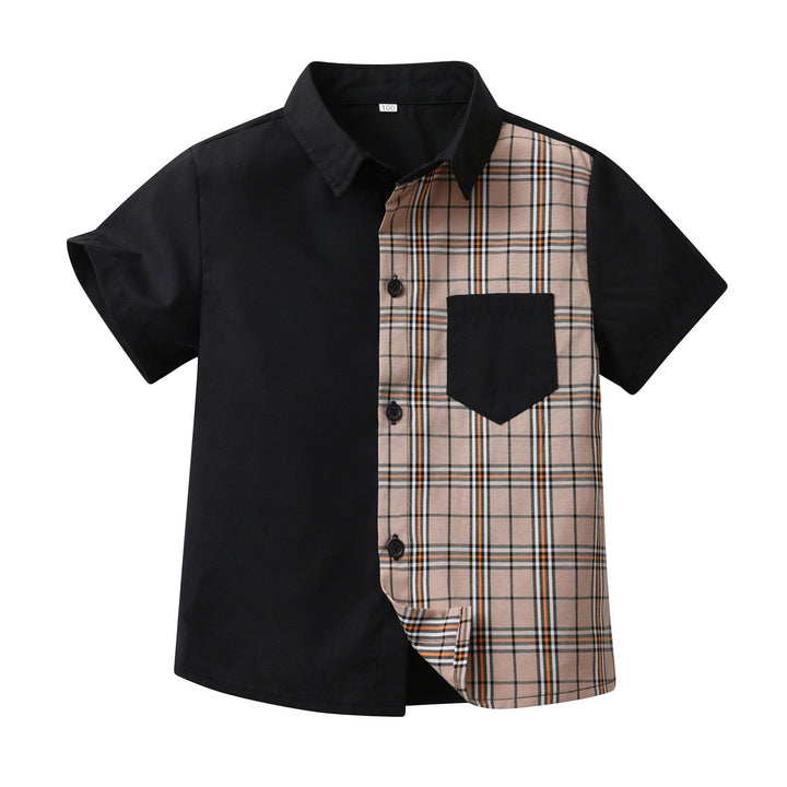 Boys Black & Beige Colourblocked Casual Shirt