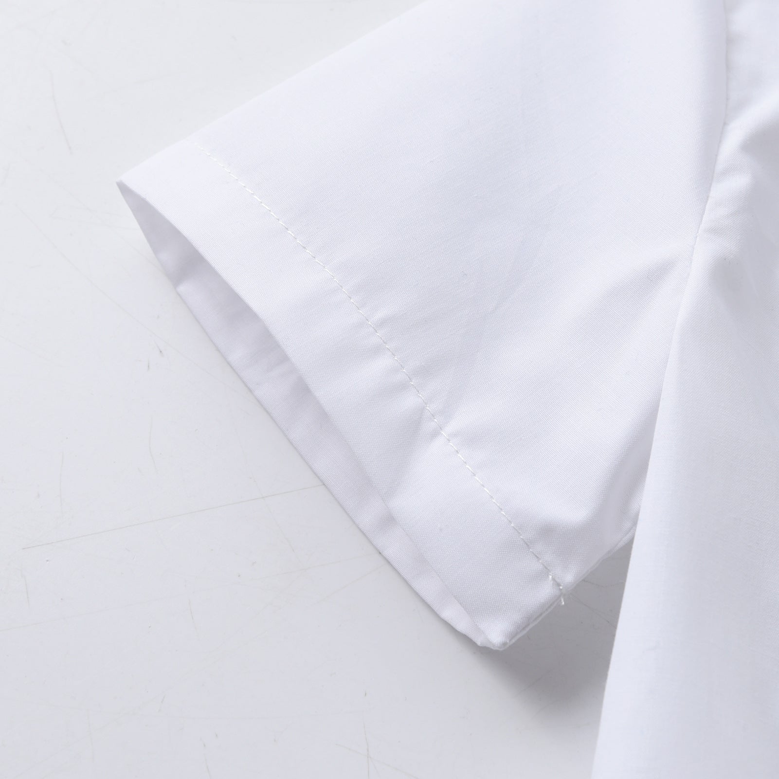 Boys White Band Collar Vertical Striped Casual Shirt