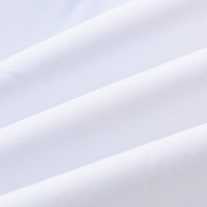 Boys White Band Collar Vertical Striped Casual Shirt