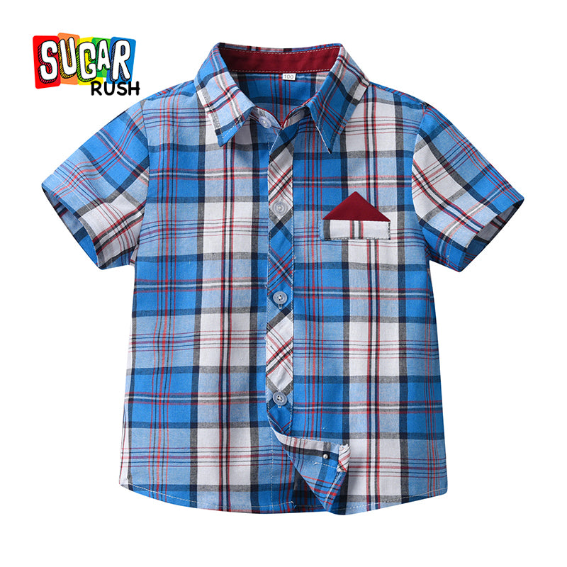 Boys Blue Checked Casual Shirt