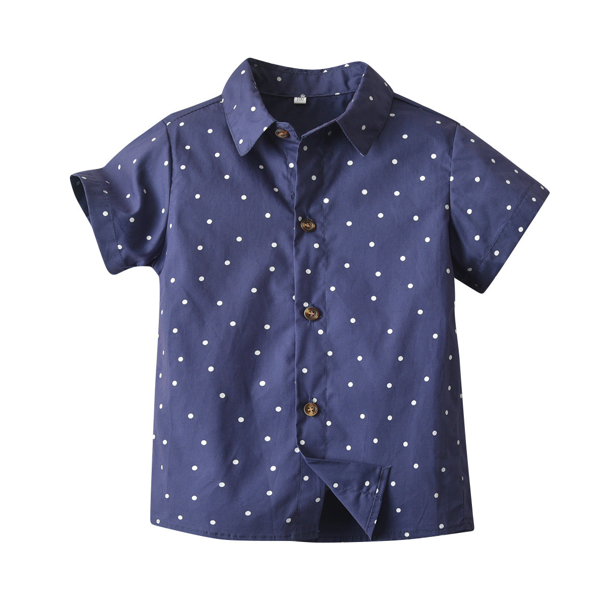 Boys Navy Blue Printed Shirt With Shorts