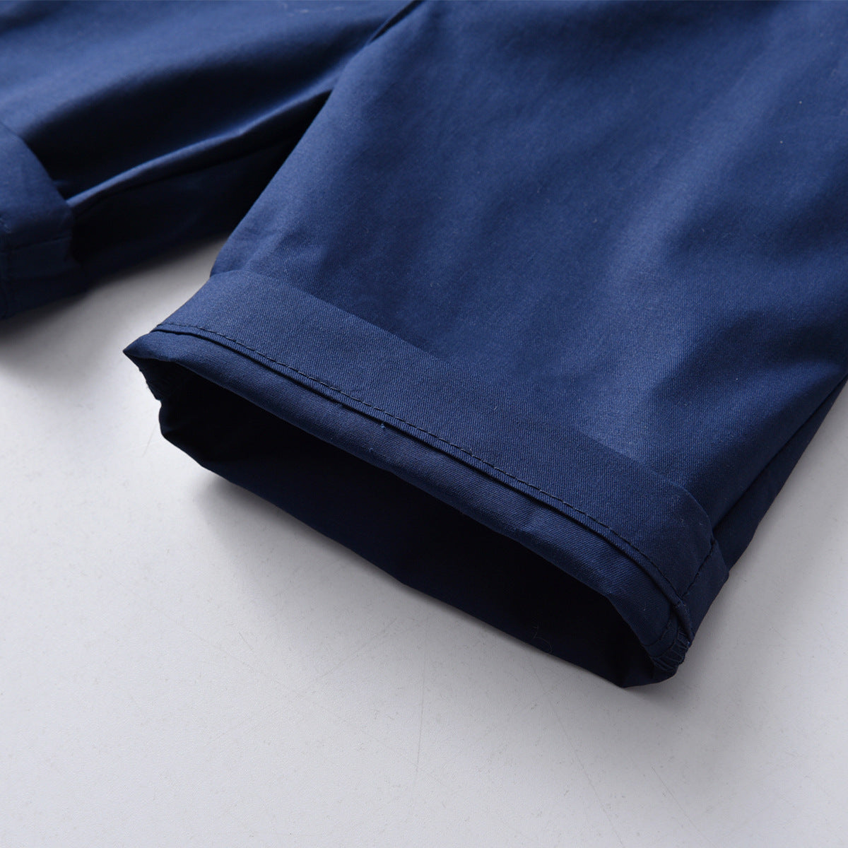 Boys Navy Blue Striped Shirt With Shorts