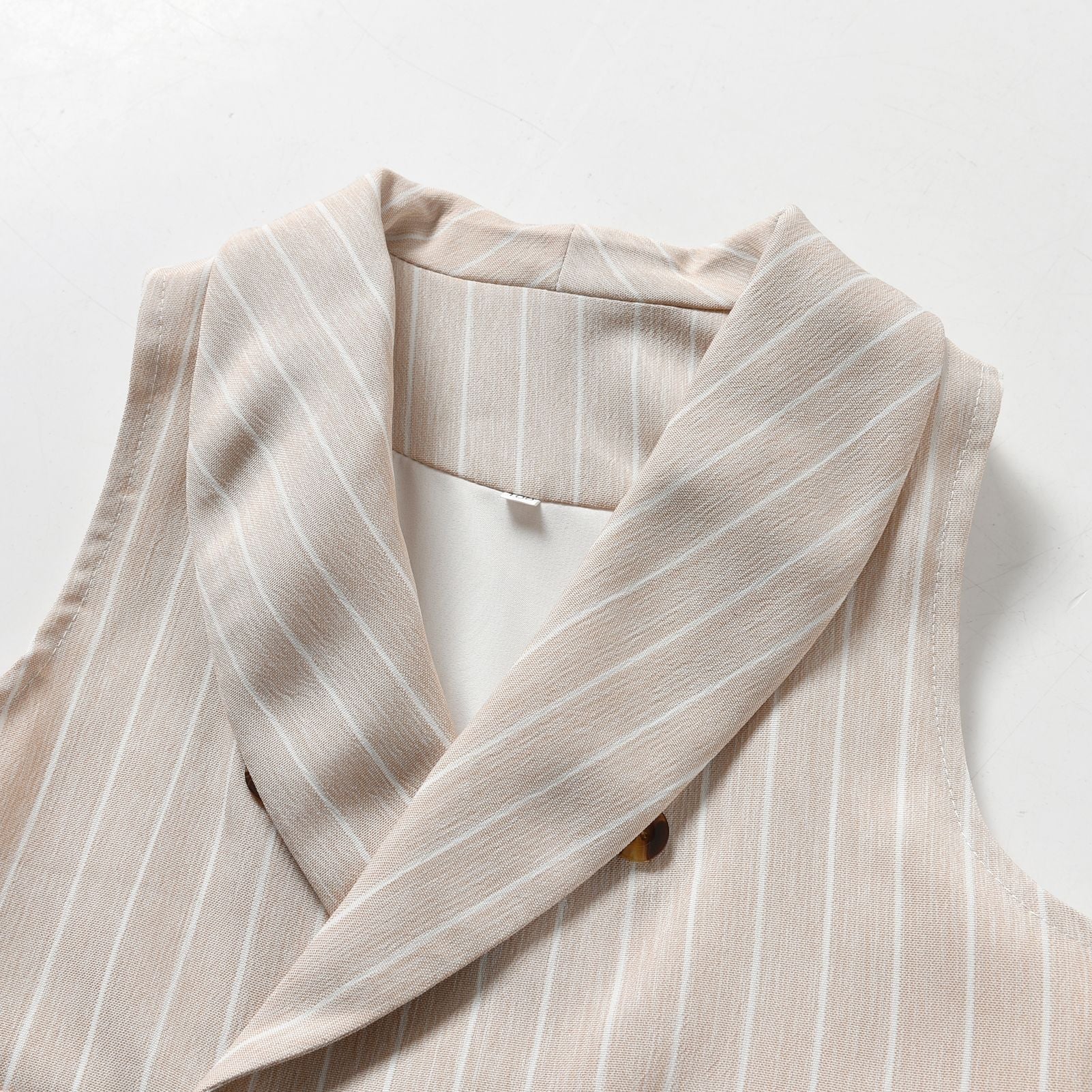 Boys Beige & White Striped Shirt With Shorts & Waist Coat