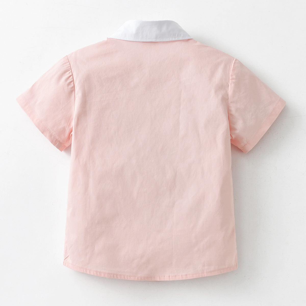 Boys Pink & White Shirt & Shorts With Suspenders