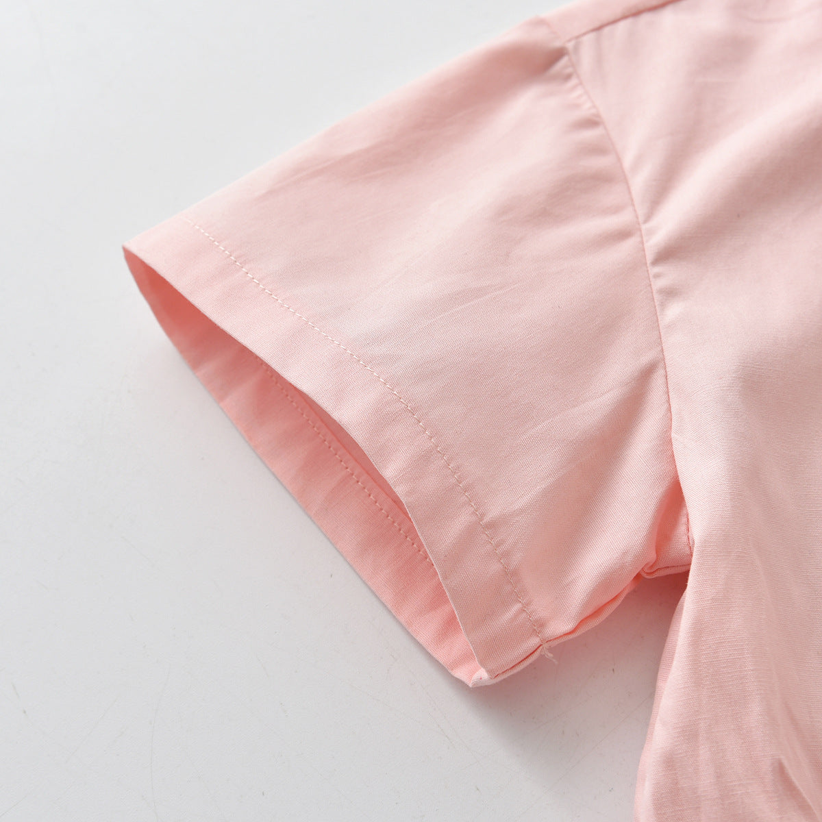 Boys Pink & White Shirt & Shorts With Suspenders