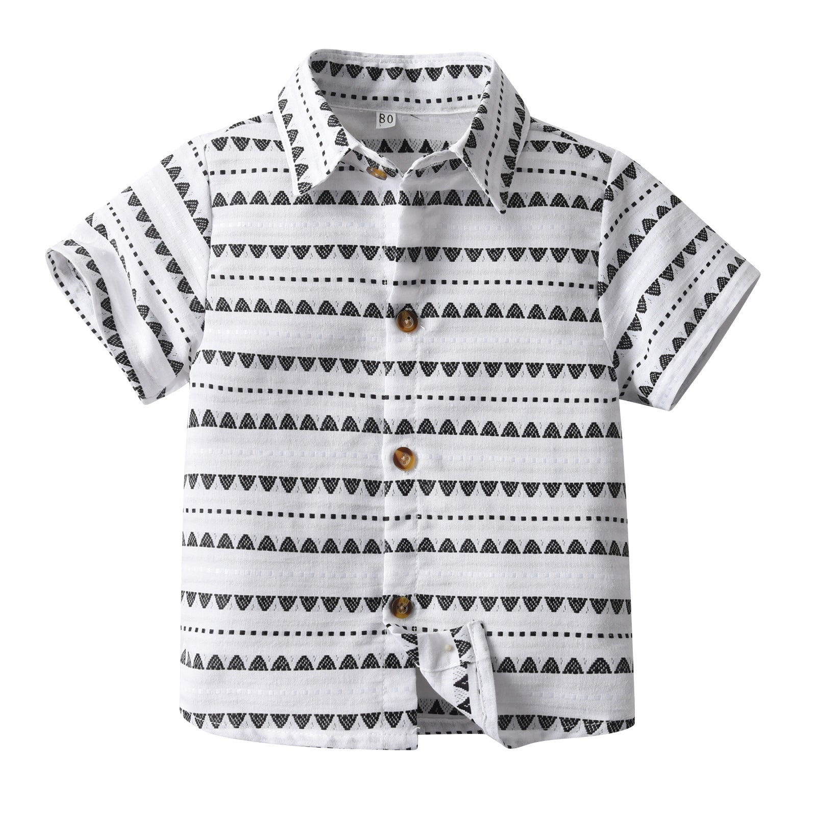 Boys Grey Geometric Printed Casual Shirt