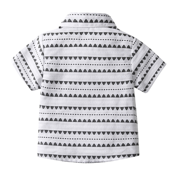 Boys Grey Geometric Printed Casual Shirt