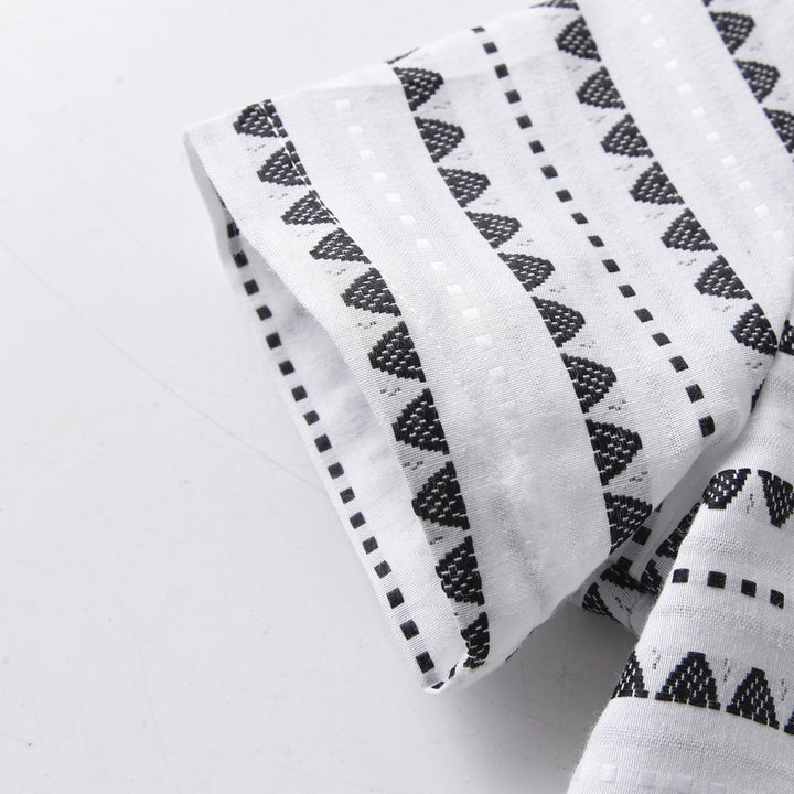 Boys Grey Geometric Printed Casual Shirt