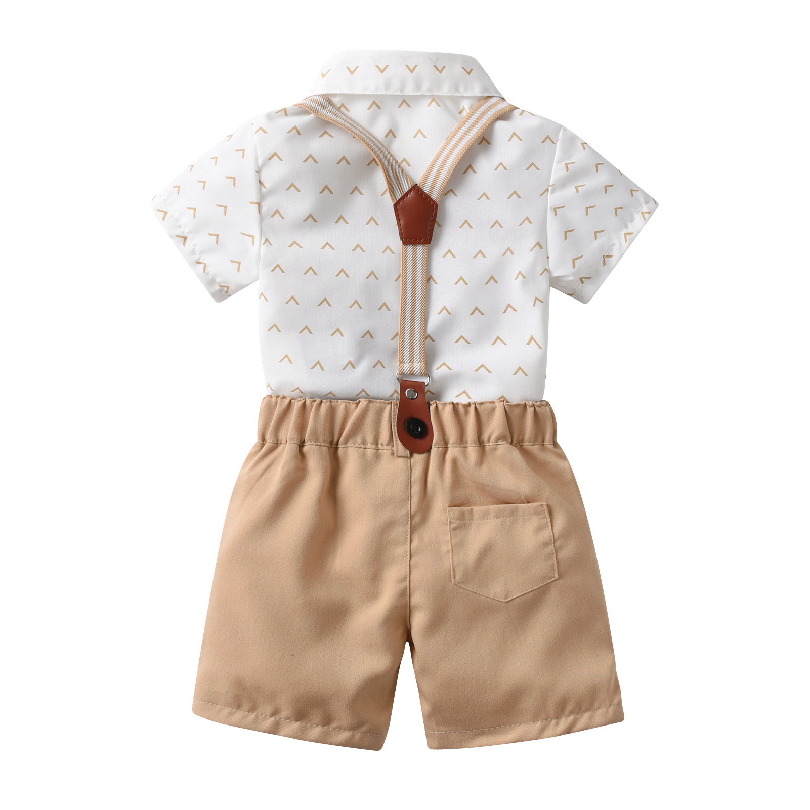 Infants Boys White & Beige Printed Shirt with Shorts