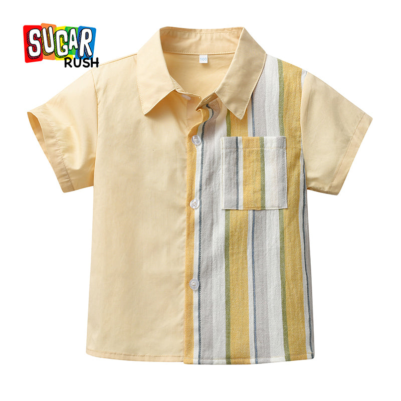 Infant Boys Yellow Vertical Striped Casual Shirt