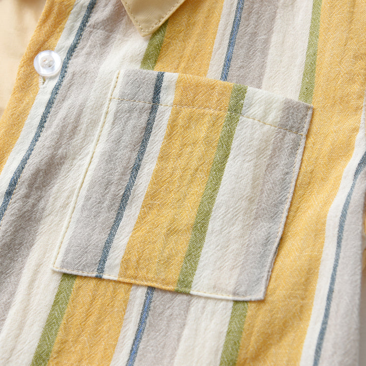 Infant Boys Yellow Vertical Striped Casual Shirt