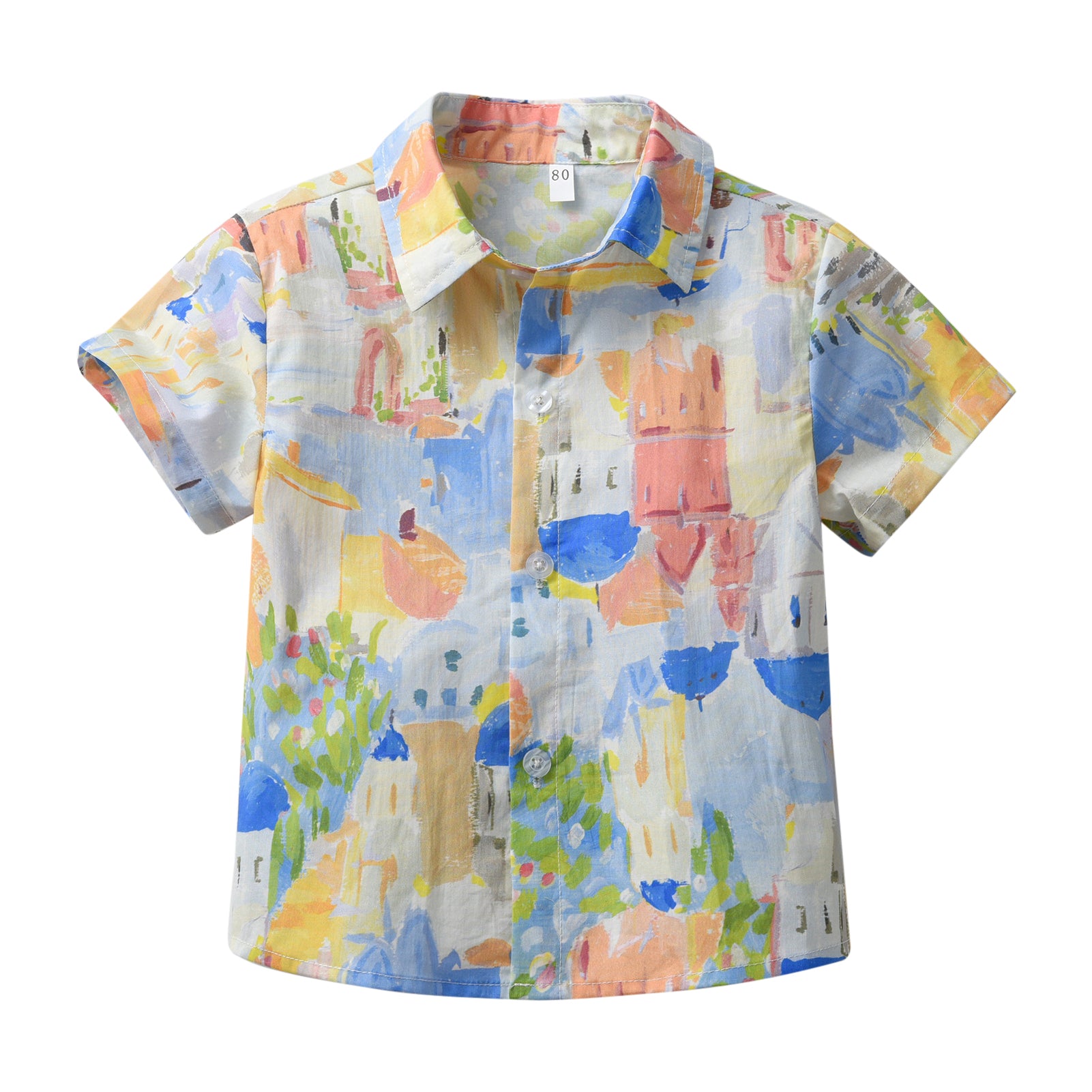 Boys White & Yellow Abstract Printed Cotton Casual Shirt