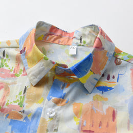 Boys White & Yellow Abstract Printed Cotton Casual Shirt