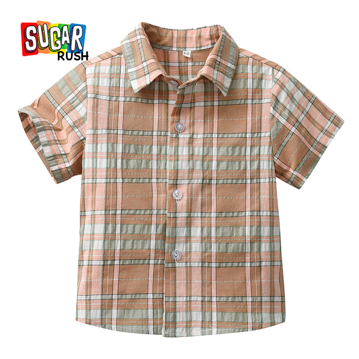 Boys Brown Tartan Checked Casual Shirt