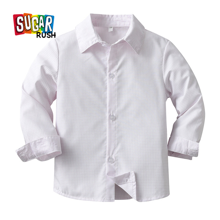 Infant Boys White Micro Checked Casual Shirt