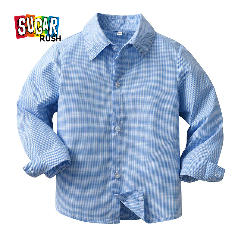 Boys Blue Micro Checked Casual Shirt