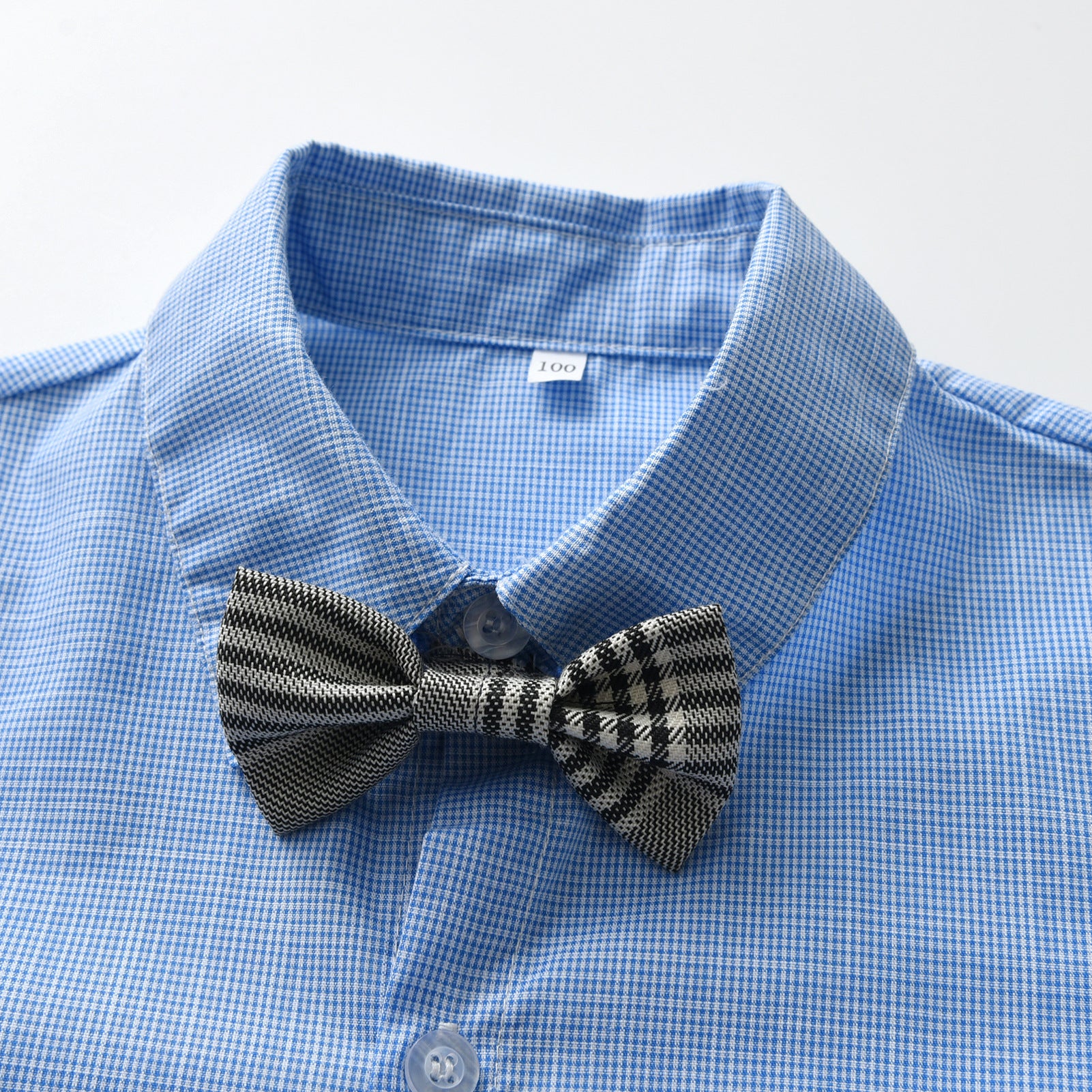 Boys Blue & Grey Checked 3 Piece Suit