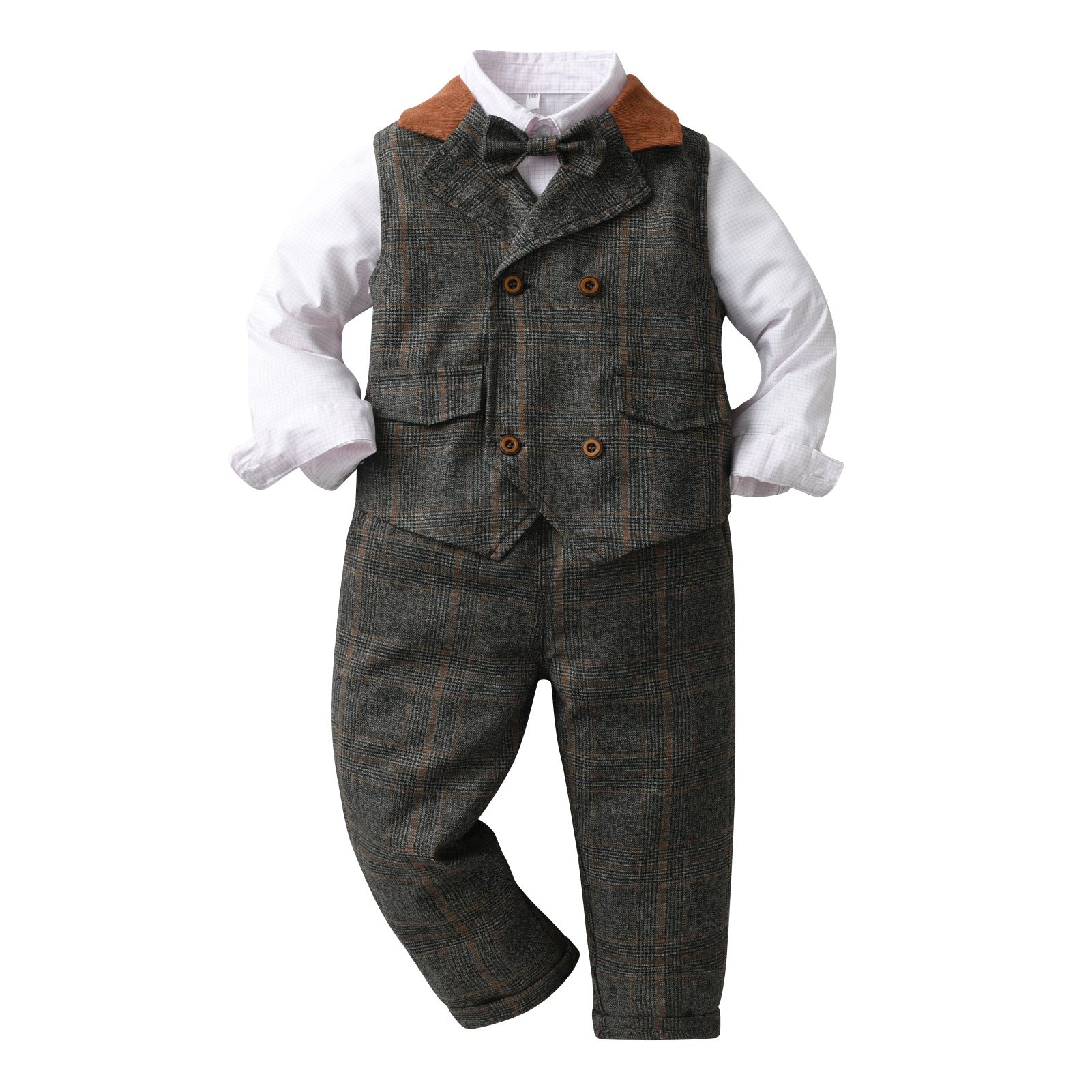 Boys Grey Notched Lapel Single Breasted 3 Piece Suit