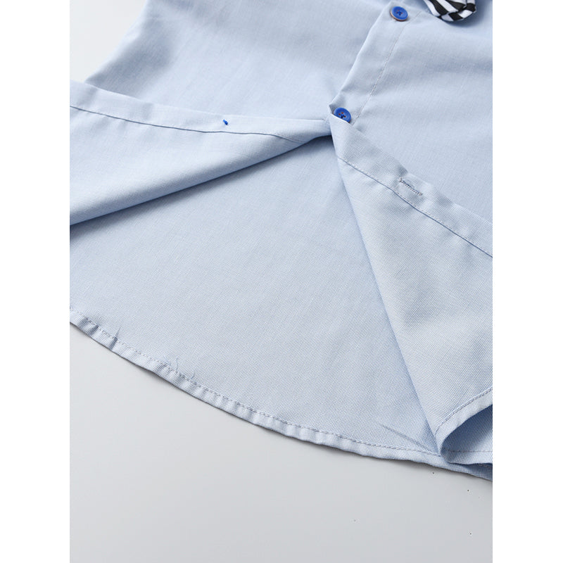 Infant Boys Blue Shirt And Trousers With Suspenders