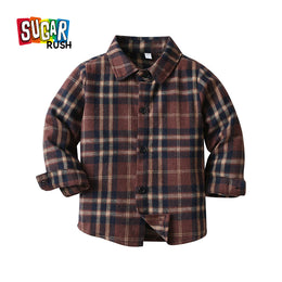 Boys Brown Tartan Checked Casual Shirt