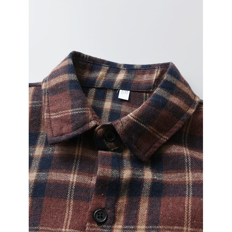 Boys Brown Tartan Checked Casual Shirt