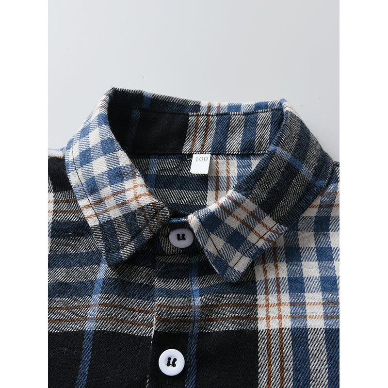 Boys Black Tartan Checked Casual Shirt