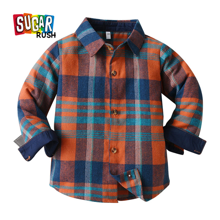 Boys Blue Tartan Checked Casual Shirt