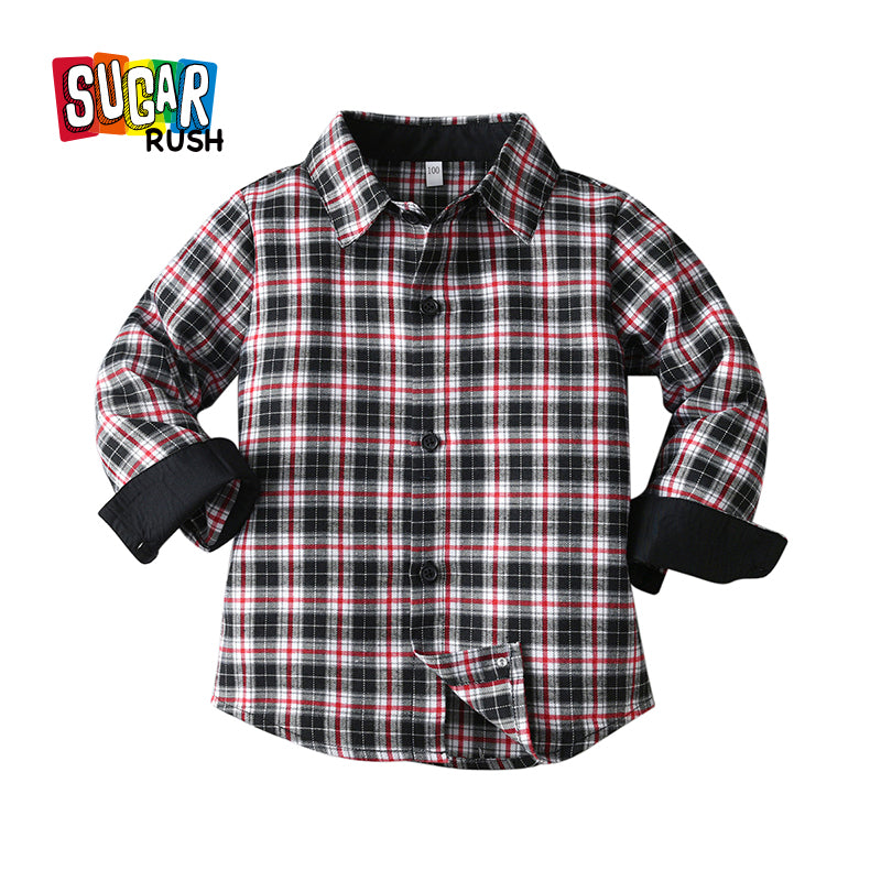 Boys Black Tartan Checked Casual Shirt