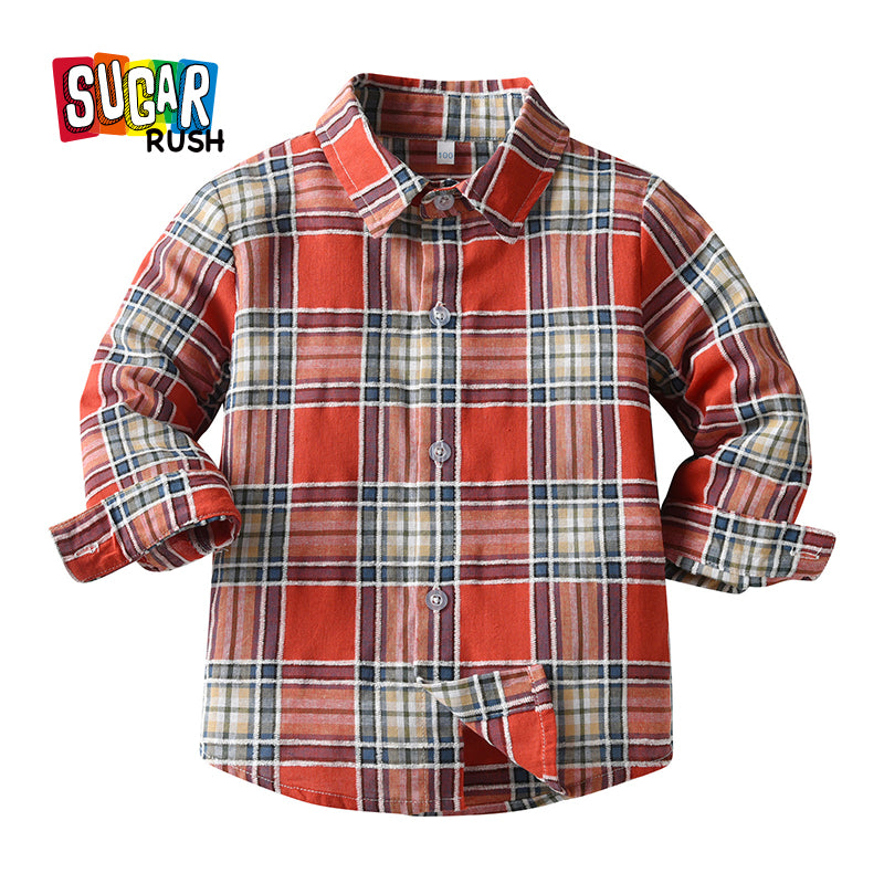 Infant Boys Red Tartan Checked Casual Shirt