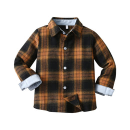 Boys Brown Tartan Checked Casual Shirt