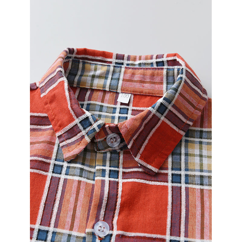 Boys Red Checked Shirt with Trousers