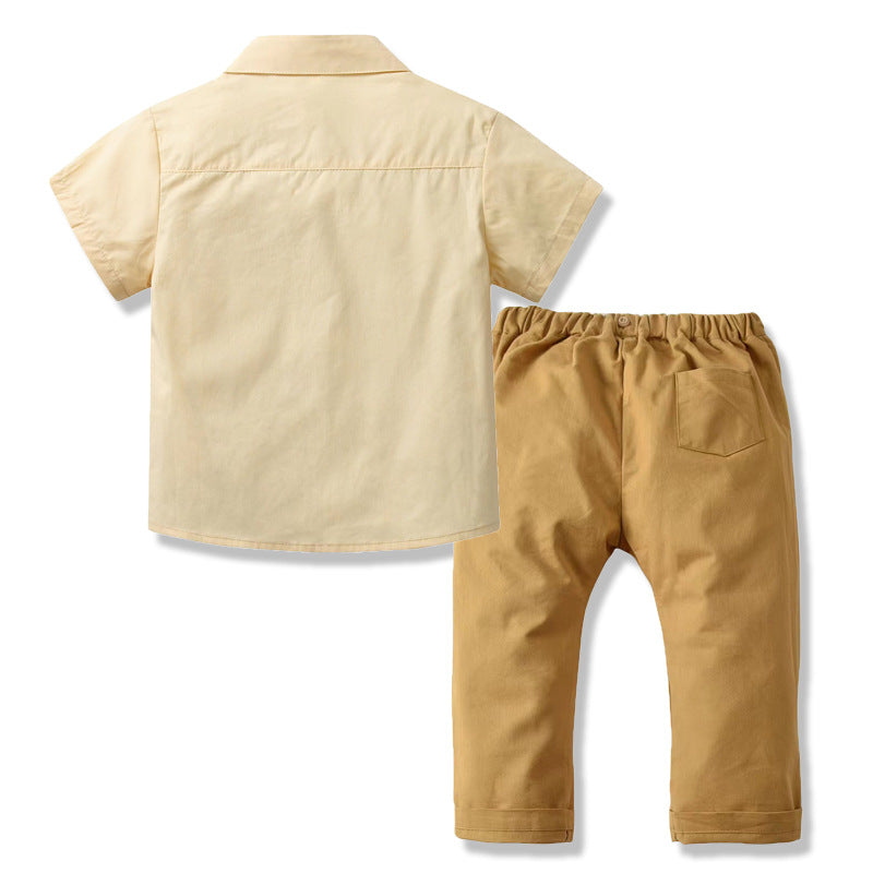 Boys Yellow Striped Shirt With Trousers