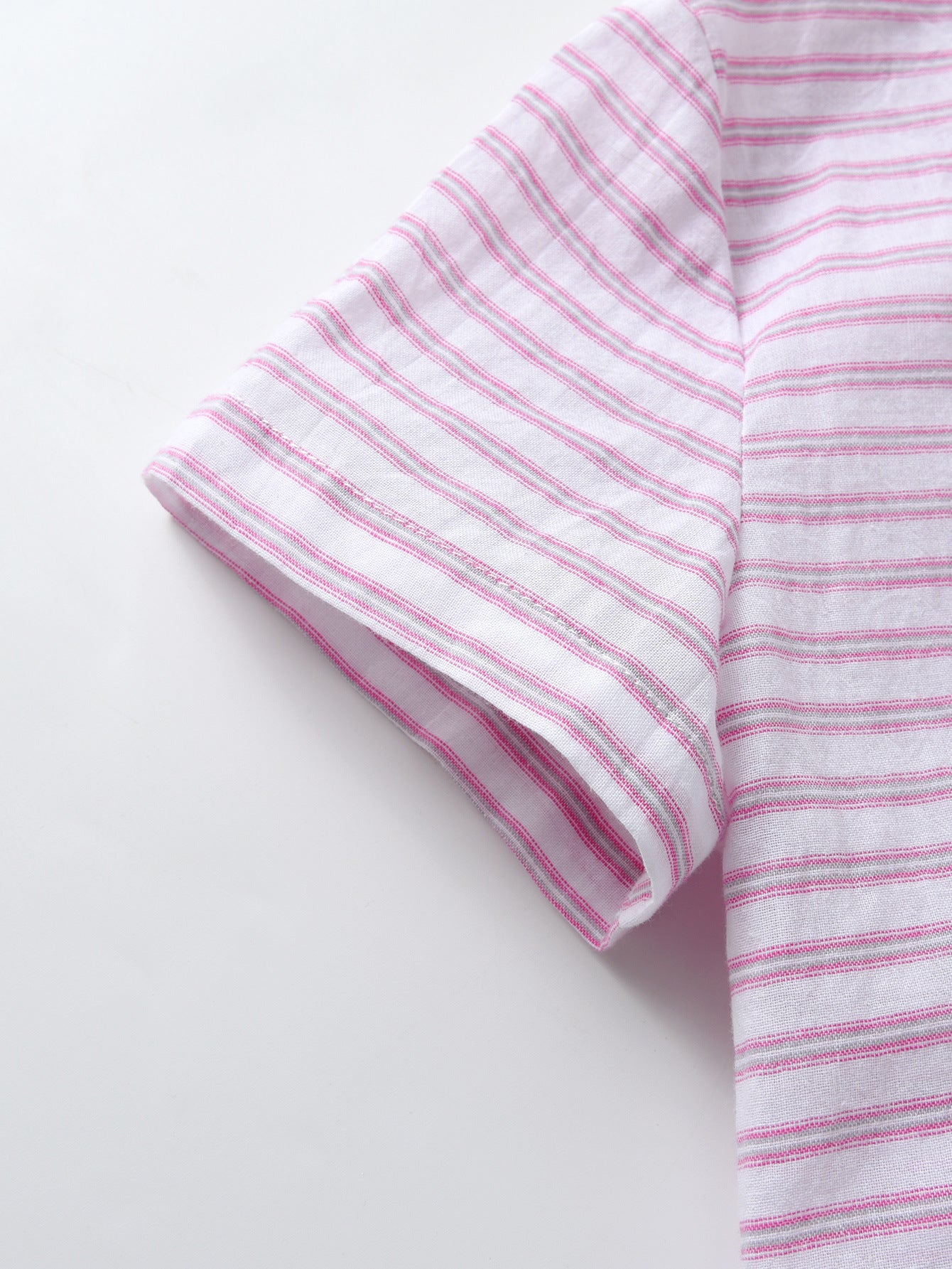 Boys Purple Horizontal Striped Spread Collar Cotton Casual Shirt