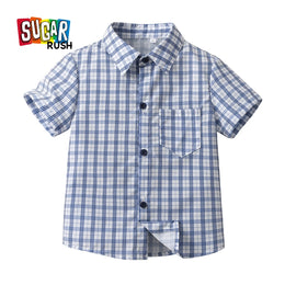 Blue Boys Checked Casual Shirt