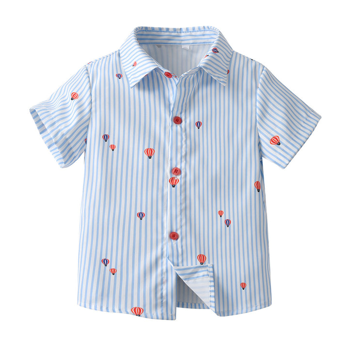 Boys Blue Vertical Striped Casual Shirt