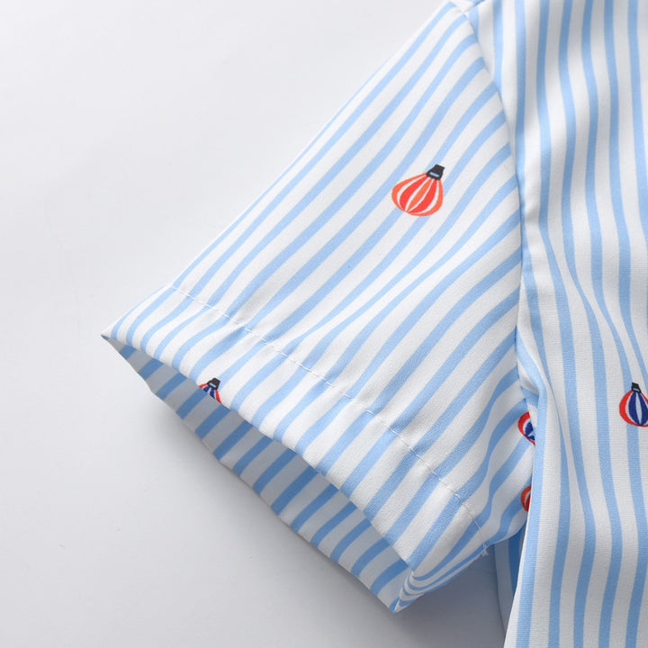 Boys Blue Vertical Striped Casual Shirt