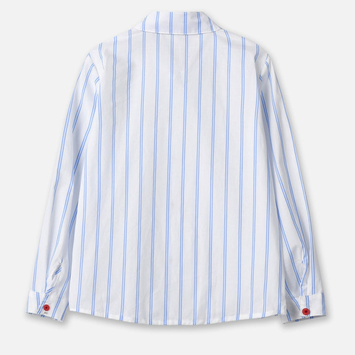 Boys Blue Vertical Striped Casual Shirt
