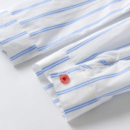 Boys Blue Vertical Striped Casual Shirt