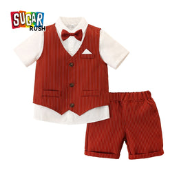 Infant Boys Striped Pure Cotton Four Piece Suit